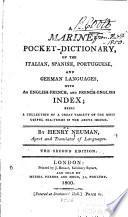 A Marine Pocket-dictionary of the Italian, Spanish, Portuguese, and German Languages