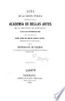 Acta de la sesión pública celebrada por la Academia de Bellas Artes de la provincia de Barcelona