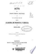 Acta de la sesión pública inaugural que en 2 de enero de 1863 celebró la Academia de Medicina y Cirugía de Barcelona