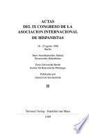 Actas del IX Congreso de la Asociación Internacional de Hispanistas