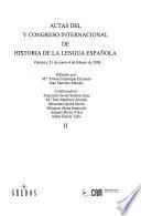 Actas del V Congreso Internacional de Historia de la Lengua Española