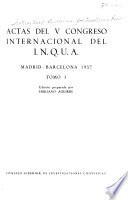 Actas del V Congreso Internacional del I.N.Q.U.A., Madrid- Barcelona, 1957