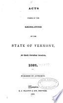 Acts and Resolves Passed by the General Assembly of the State of Vermont