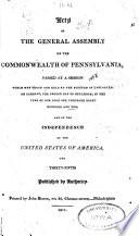 Acts of the General Assembly of the Commonwealth of Pennsylvania