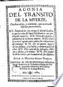 Agonia del tránsito de la muerte, con los avisos y consuelos que acerca de ella son provechosos