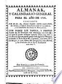 Almanak y calendario general para el año de 1791(-1796), etc