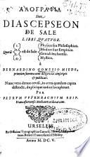 Alographia siue Diascepseon de sale libri quatuor...