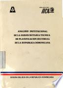 Analisis Institucional De La Sebsecretaria Tecnica De Planificacion Sectorial De La Republica Dominicana