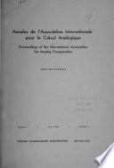 Annales de L'Association Internationale Pour Le Calcul Analogique