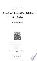 Annual Report of the Board of Scientific Advice for India for the Year