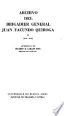 Archivo del brigadier general Juan Facundo Quiroga