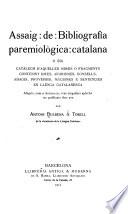 Assaig de bibliografía paremiológica catalana