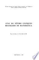 Atas do Sétimo Colóquio Brasileiro de Matemática