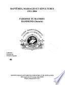 Baptêmes, mariages, et sépultures, 1911-2004, paroisse St-Mathieu, Hammond (Ontario)