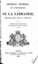 Bibliographie de la France, ou Journal général de l'imprimerie et de la librairie