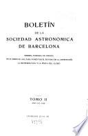 Boletin de la Sociedad astronómica de Barcelona ..