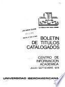 Boletín de títulos catalogados por el Centro de Información Académica
