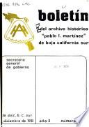 Boletín del Archivo Histórico Pablo L. Martínez de Baja California Sur