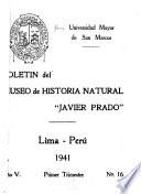 Boletín del Museo de historia natural Javier Prado.