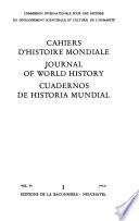 Cahiers D'histoire Mondiale
