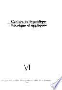 Cahiers de Linguistique Théorique Et Appliquée