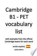 Cambridge B1 - PET Vocabulary List