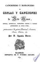 Cancionero y romancero de coplas y canciones de arte menor
