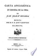 Carta apolojética en defensa de la obra de Juan Josafat Ben-Ezra
