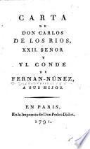 Carta de Don Carlos de los Rios, XXII señor y VI. conde de Fernán-Núñez, a sus hijos