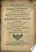 Carta pastoral dirigida a todos los subditos y religiosas del Sagrado y Militar Orden de San Juan de Jesusalen