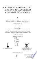 Catálogo analítico del Archivo Romancístico Menéndez Pidal-Goyri
