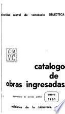 Catálogo de obras ingresadas
