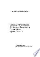 Catálogo onomástico de autores peruanos y peruanistas