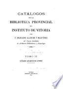 Catálogos de la Biblioteca provincial del Instituto de Vitoria