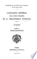 Catalogue général des livres imprimés de la Bibliothèque nationale