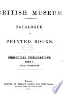 Catalogue of Printed Books in the Library of the British Museum