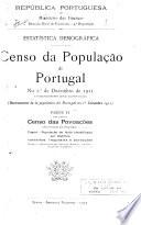 Censo da população de Portugal: Censo das povaoc̦ōes. Fogos. Populac̦āo de facto classificada por distritos, concelhos, fraguesias e povoac̦ōes