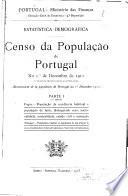 Censo da população de Portugal: Fogos. Populac̦āo de residencia habitual a populac̦āo de facto, distinguindo sexo, nacionalidade, naturalidade, estado civil e instruc̦āo