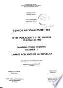 Censos nacionales de 1990: Lugares poblados de la República
