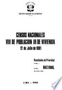 Censos nacionales, VIII de población, III de vivienda, 12 de julio de 1981