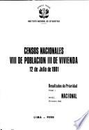 Censos nacionales, VIII de población - III de vivienda, 12 de julio de 1981