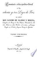 Comentario critico-juridico-literal a las ochenta y tres Leyes de Toro