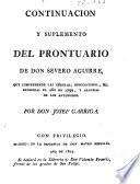 Comtinuacion y suplemento del Prontuario de don Severo Aguirre