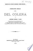 Consideraciones generales acerca del cólera
