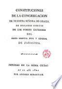 Constituciones de la Congregación de Nuestra Señora de Gracia,de seglares siervos de los pobres enfermos