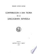 Contribución a una teoría de la lexicografía española