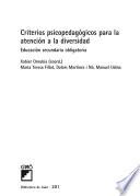 Criterios psicopedagógicos y recursos para atender la diversidad en secundaria