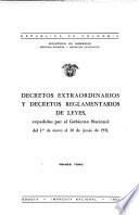 Decretos extraordinarios y decretos reglamentarios de leyes