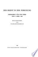 Der Orient in der Forschung