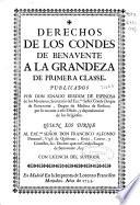 Derechos de los Condes de Benavente a la grandeza de primera classe